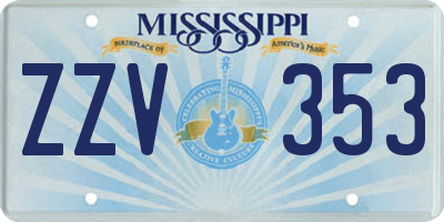 MS license plate ZZV353