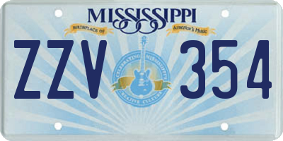 MS license plate ZZV354