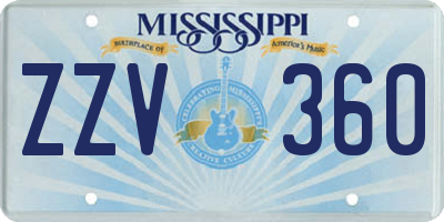 MS license plate ZZV360