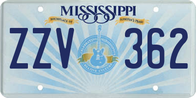 MS license plate ZZV362