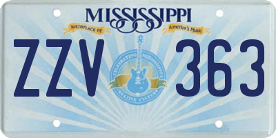 MS license plate ZZV363