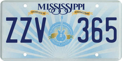 MS license plate ZZV365