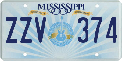 MS license plate ZZV374