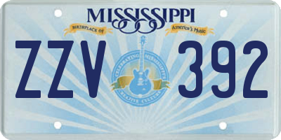 MS license plate ZZV392