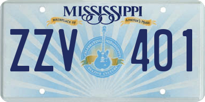 MS license plate ZZV401