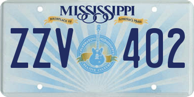 MS license plate ZZV402