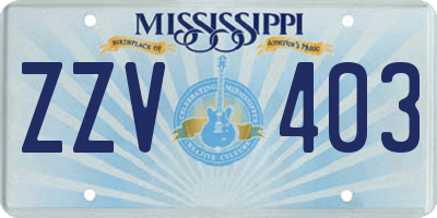 MS license plate ZZV403