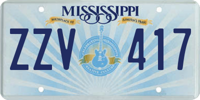 MS license plate ZZV417