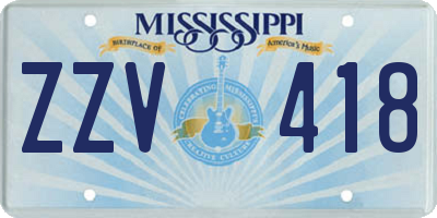 MS license plate ZZV418