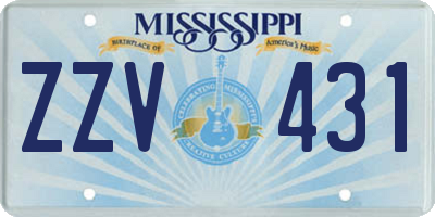 MS license plate ZZV431