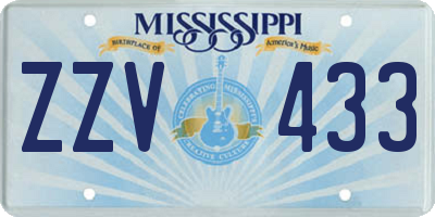 MS license plate ZZV433