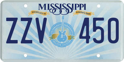 MS license plate ZZV450