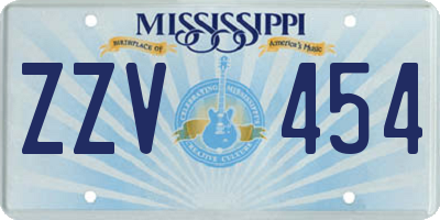 MS license plate ZZV454