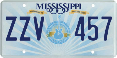 MS license plate ZZV457