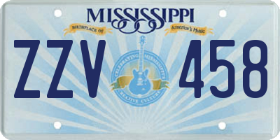 MS license plate ZZV458