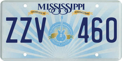 MS license plate ZZV460