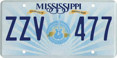 MS license plate ZZV477