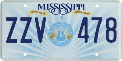 MS license plate ZZV478