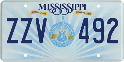 MS license plate ZZV492