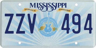 MS license plate ZZV494