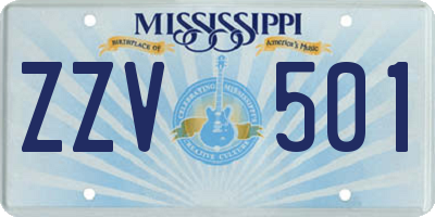 MS license plate ZZV501