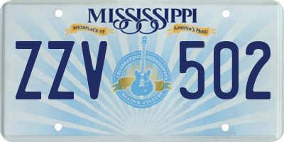 MS license plate ZZV502