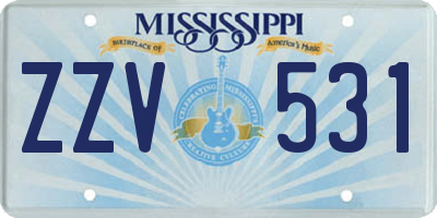 MS license plate ZZV531