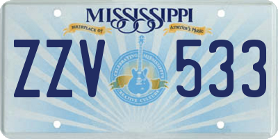 MS license plate ZZV533