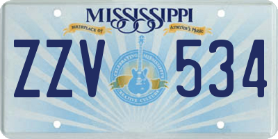 MS license plate ZZV534