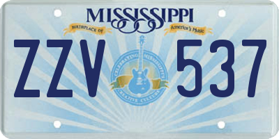 MS license plate ZZV537