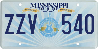 MS license plate ZZV540