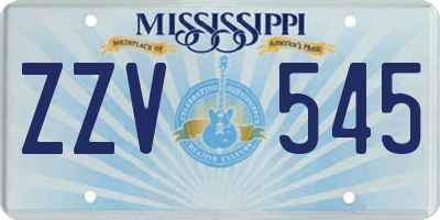 MS license plate ZZV545