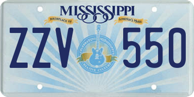 MS license plate ZZV550