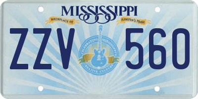 MS license plate ZZV560