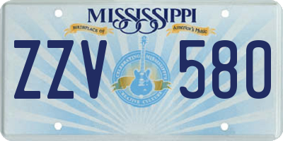 MS license plate ZZV580