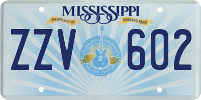 MS license plate ZZV602