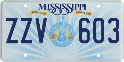 MS license plate ZZV603