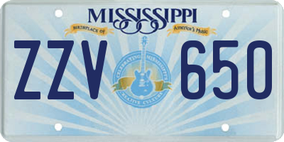 MS license plate ZZV650