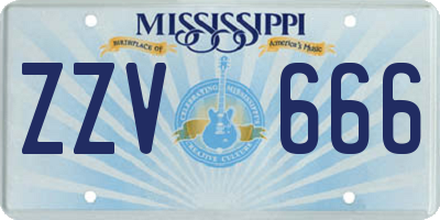 MS license plate ZZV666