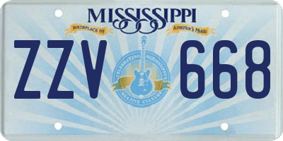 MS license plate ZZV668