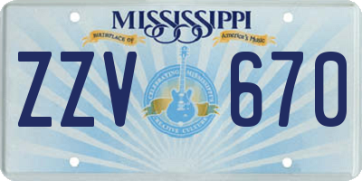 MS license plate ZZV670