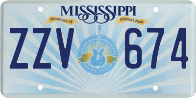 MS license plate ZZV674