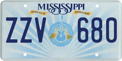 MS license plate ZZV680