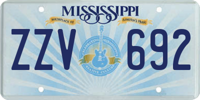 MS license plate ZZV692