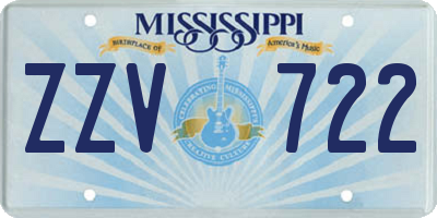 MS license plate ZZV722