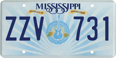 MS license plate ZZV731