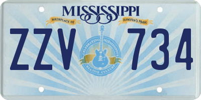 MS license plate ZZV734