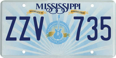 MS license plate ZZV735