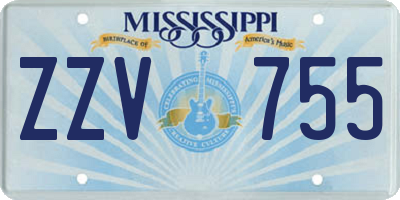 MS license plate ZZV755