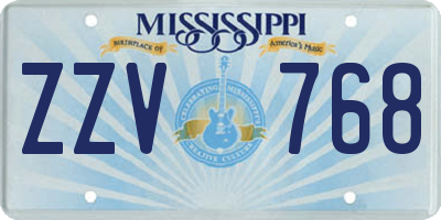 MS license plate ZZV768